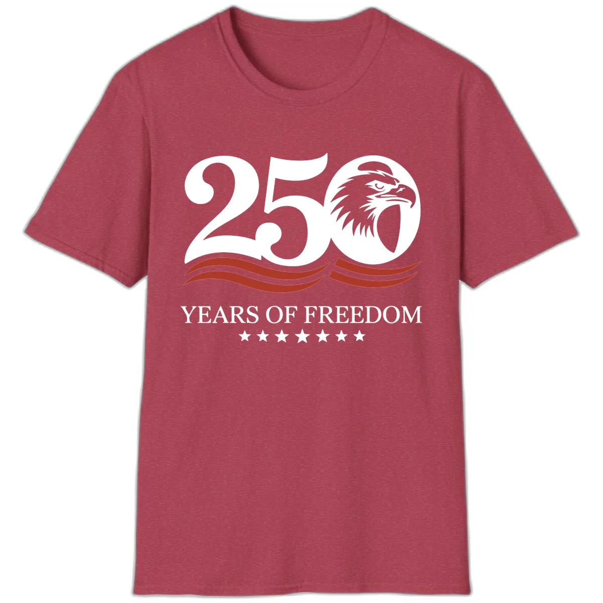 250 Years Of Freedom Celebration T-Shirt in Heather Cardinal