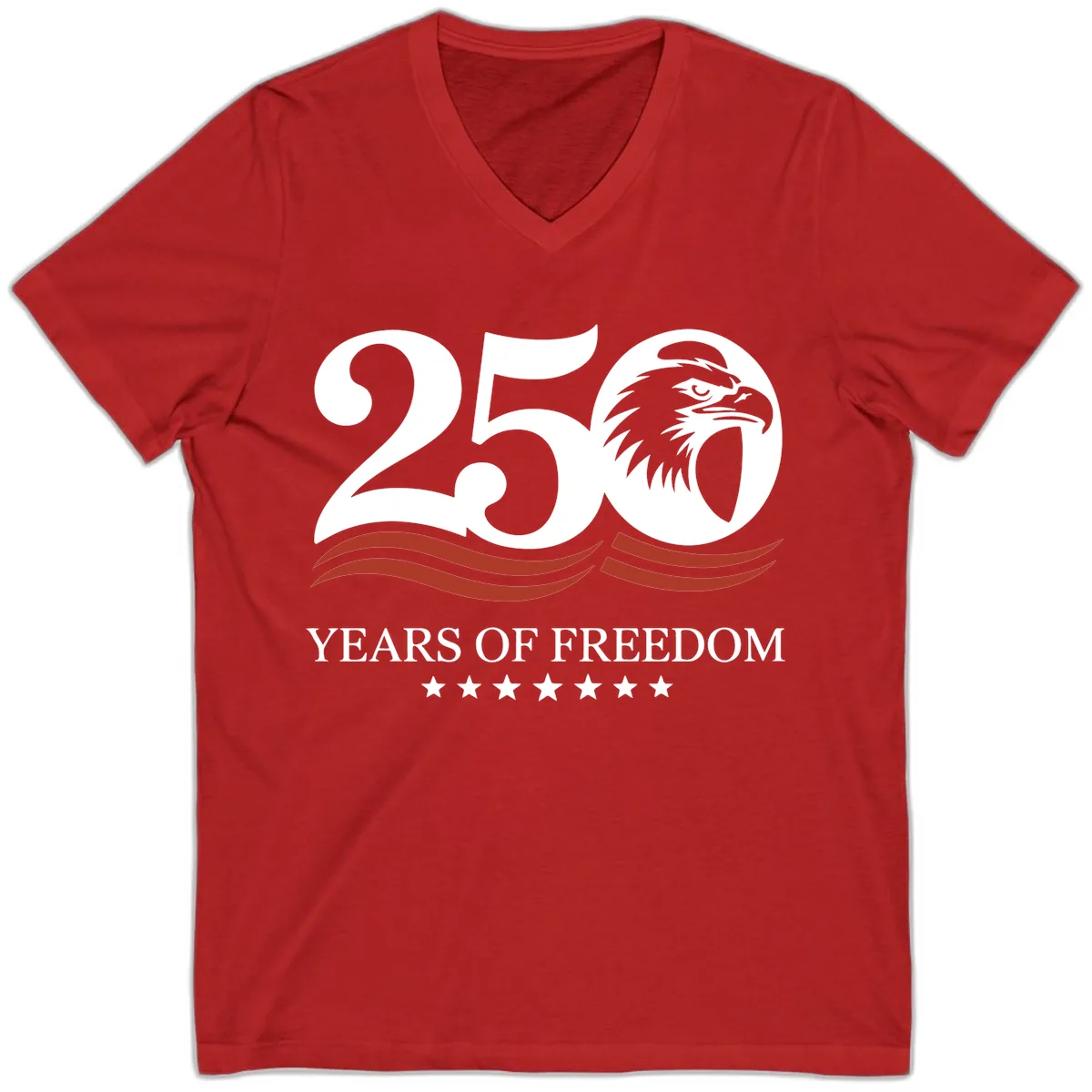 250 Years Of Freedom Celebration V-Neck in Red