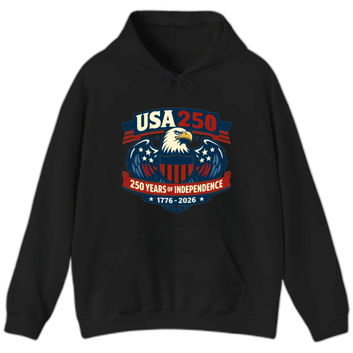 USA 250 Years Of Independence Celebration Hoodie in Black