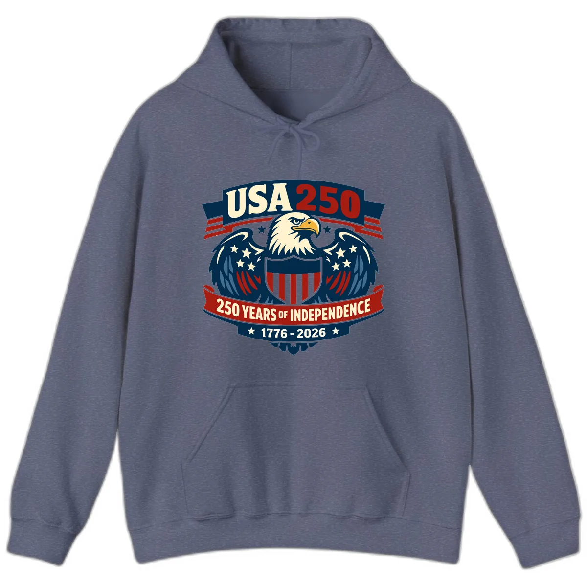 USA 250 Years Of Independence Celebration Hoodie in Heather Navy
