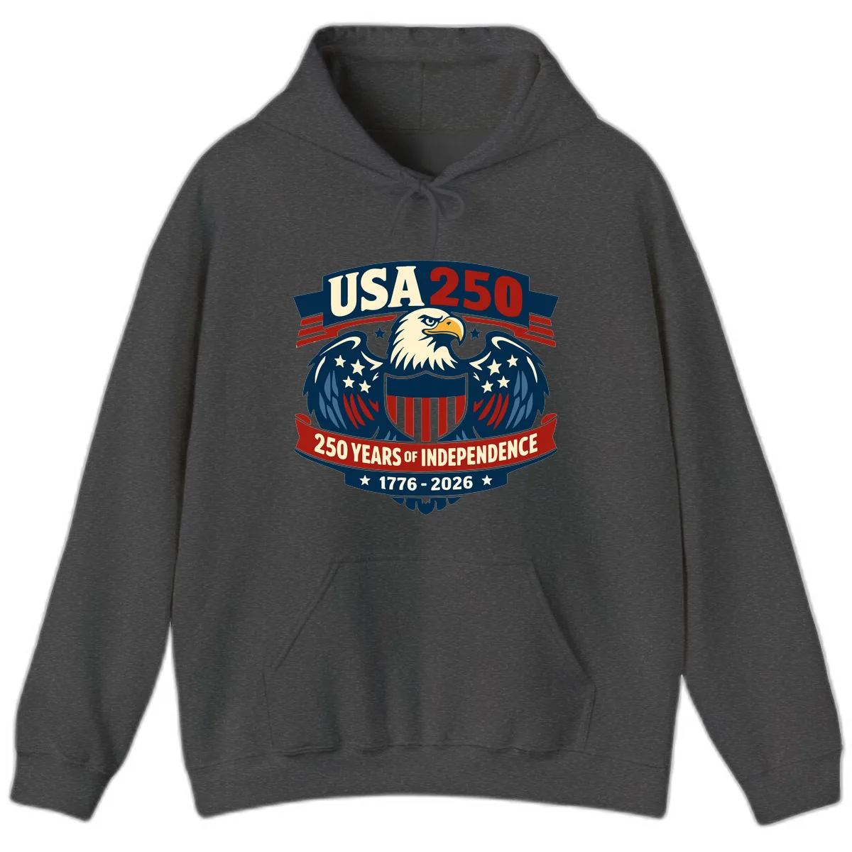 USA 250 Years Of Independence Celebration Hoodie in Dark Heather