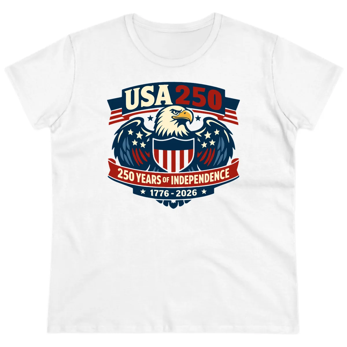 USA 250 Years Of Independence Celebration Ladies Tee in White