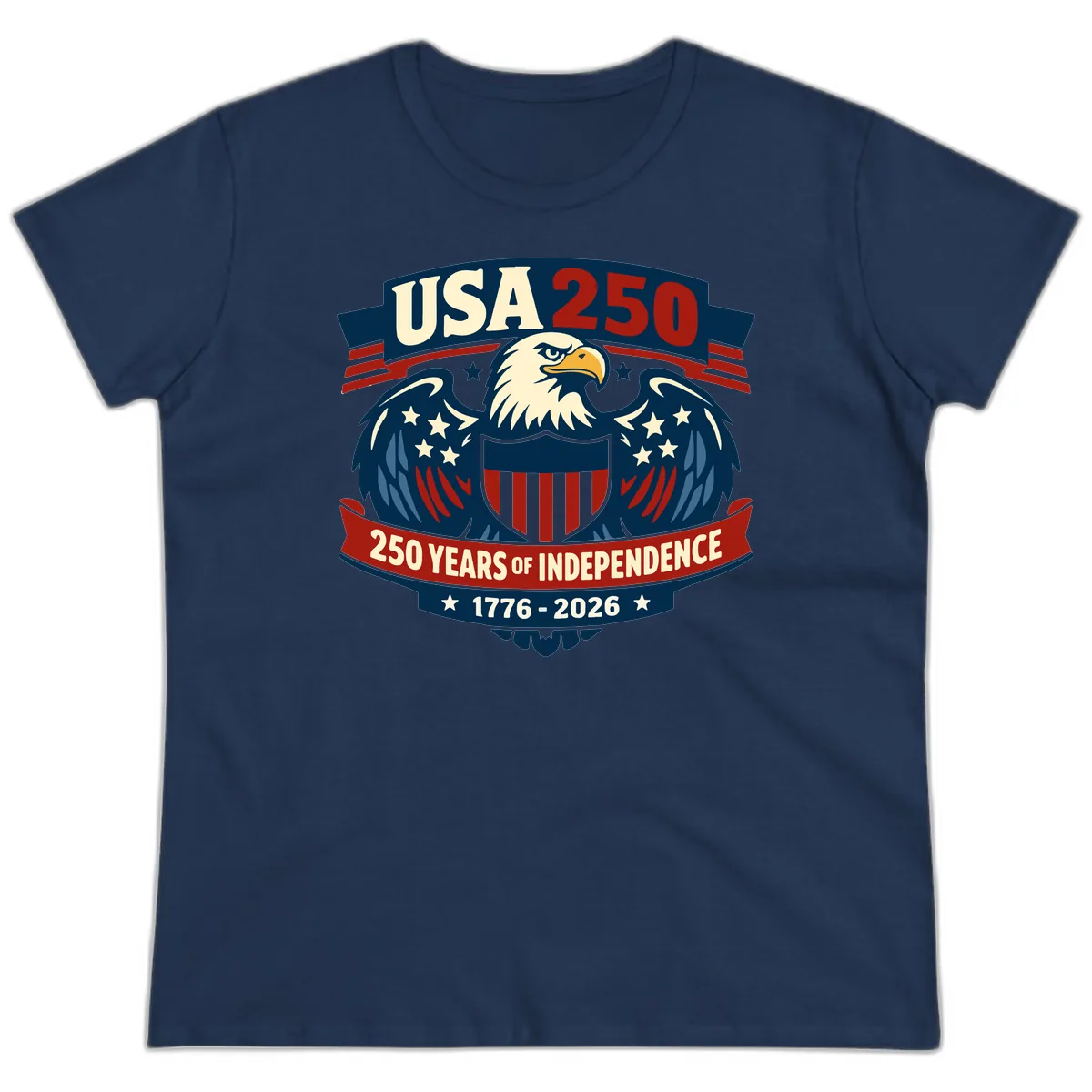 USA 250 Years Of Independence Celebration Ladies Tee in Navy
