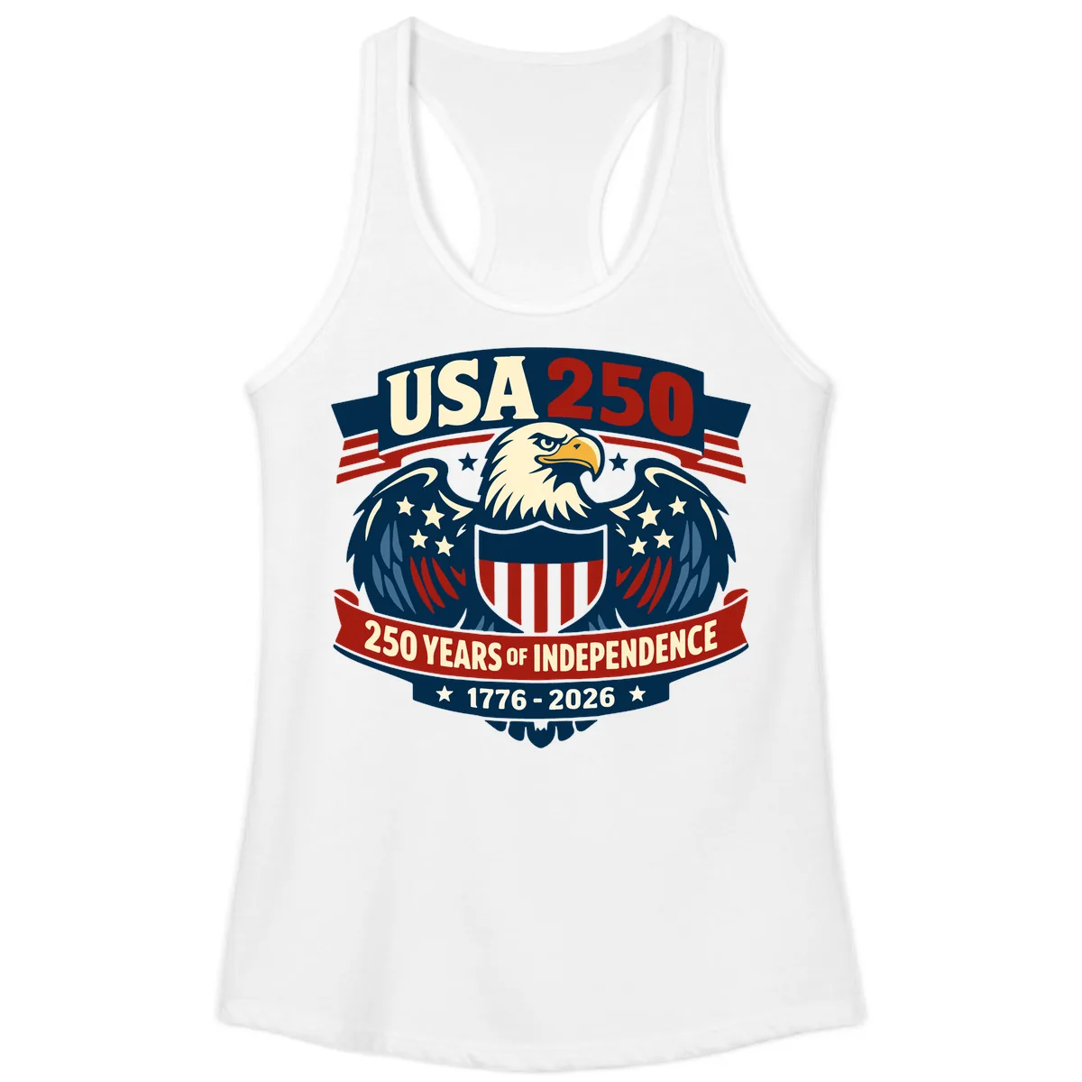 USA 250 Years Of Independence Celebration Ladies Tank in White