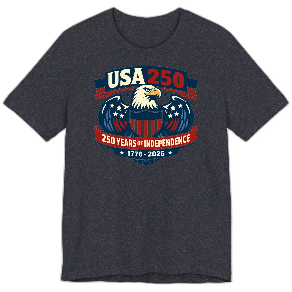 USA 250 Years Of Independence Celebration Premium T-Shirt in Heather Navy