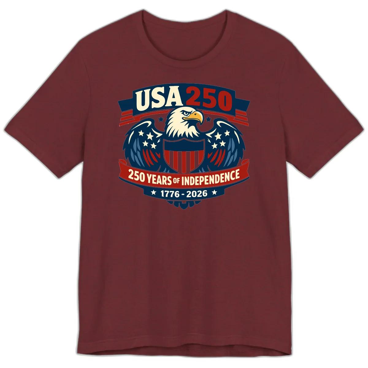 USA 250 Years Of Independence Celebration Premium T-Shirt in Heather Cardinal