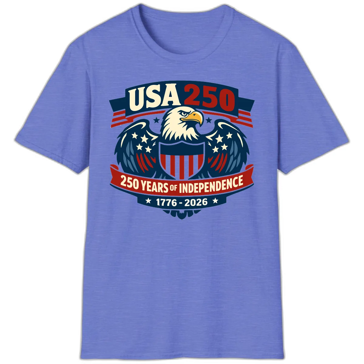 USA 250 Years Of Independence Celebration T-Shirt in Heather Royal