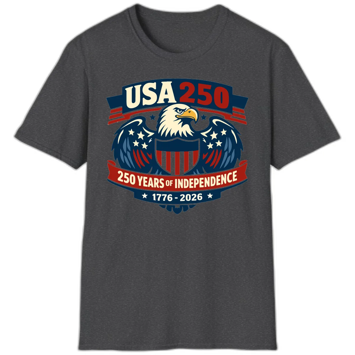 USA 250 Years Of Independence Celebration T-Shirt in Dark Heather