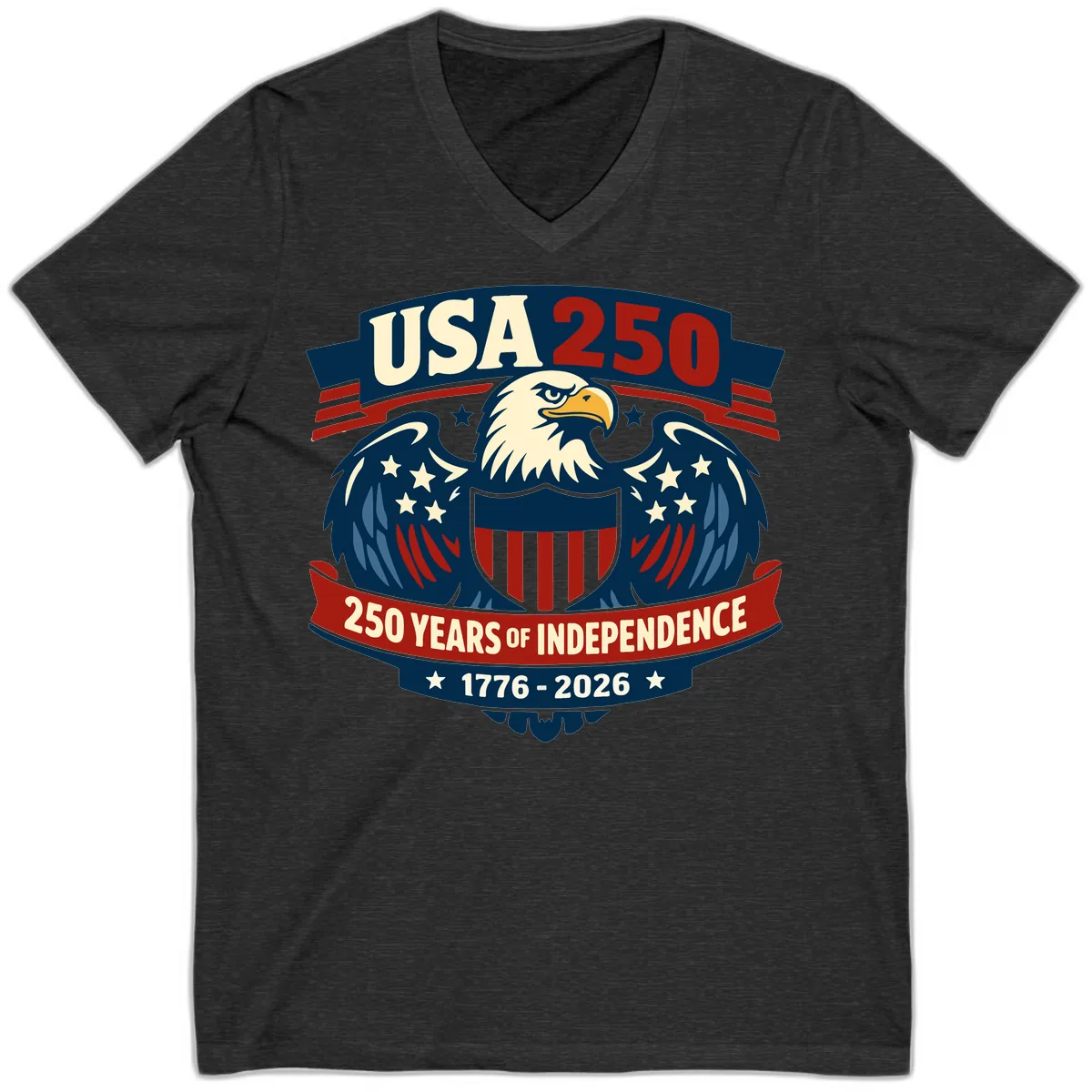 USA 250 Years Of Independence Celebration V-Neck in Dark Grey Heather