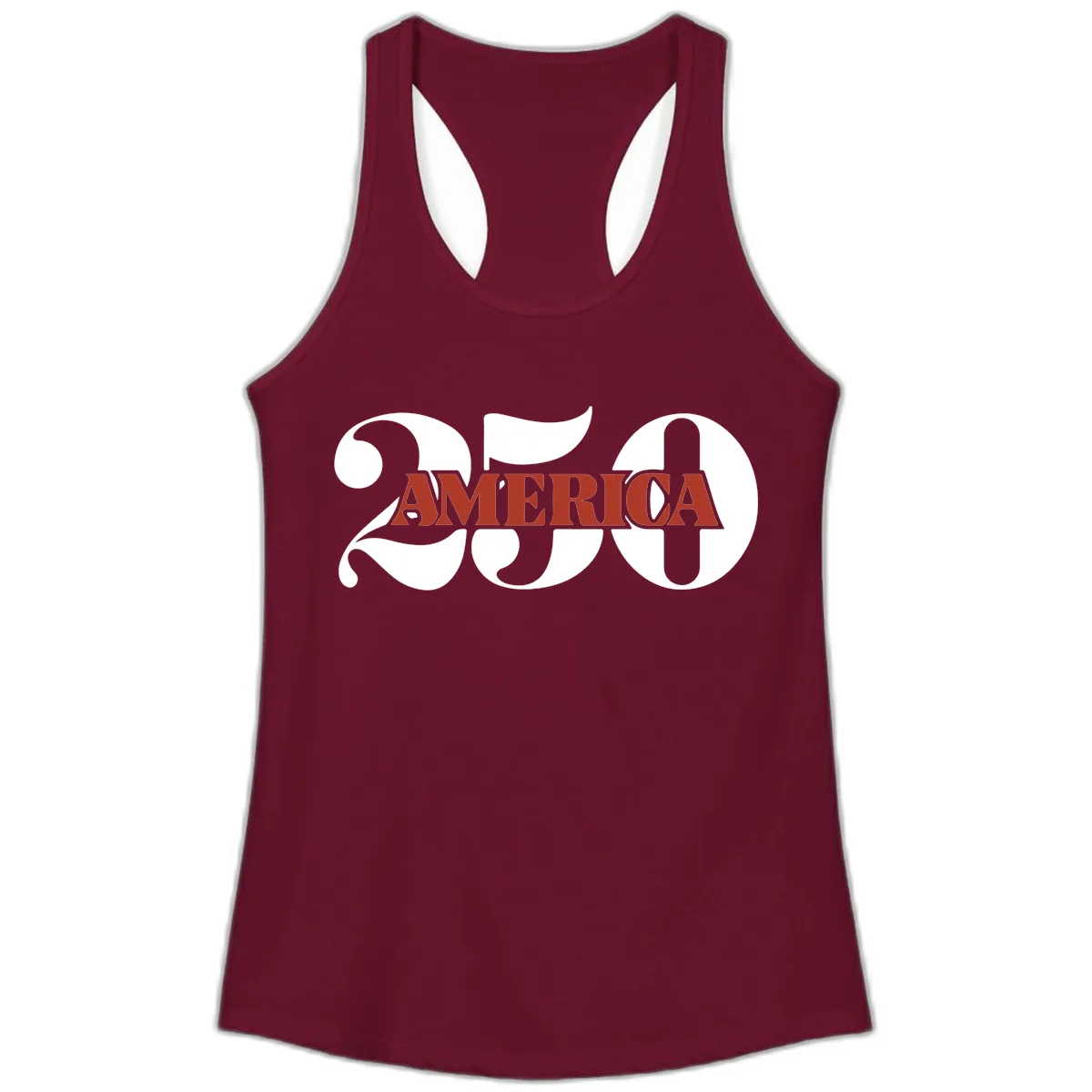 America 250th Anniversary Celebration Ladies Tank in Solid Cardinal Red