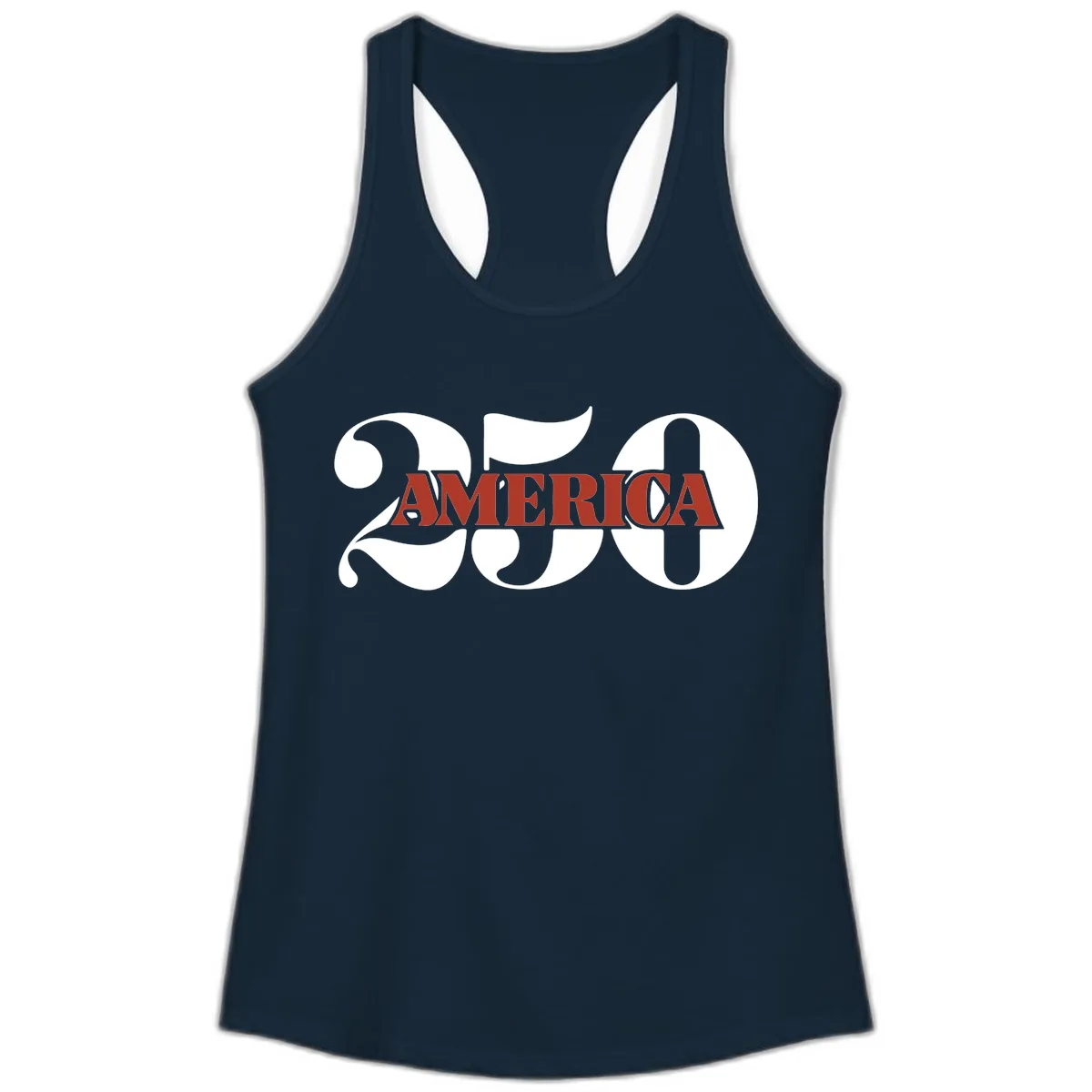 America 250th Anniversary Celebration Ladies Tank in Solid Midnight Navy