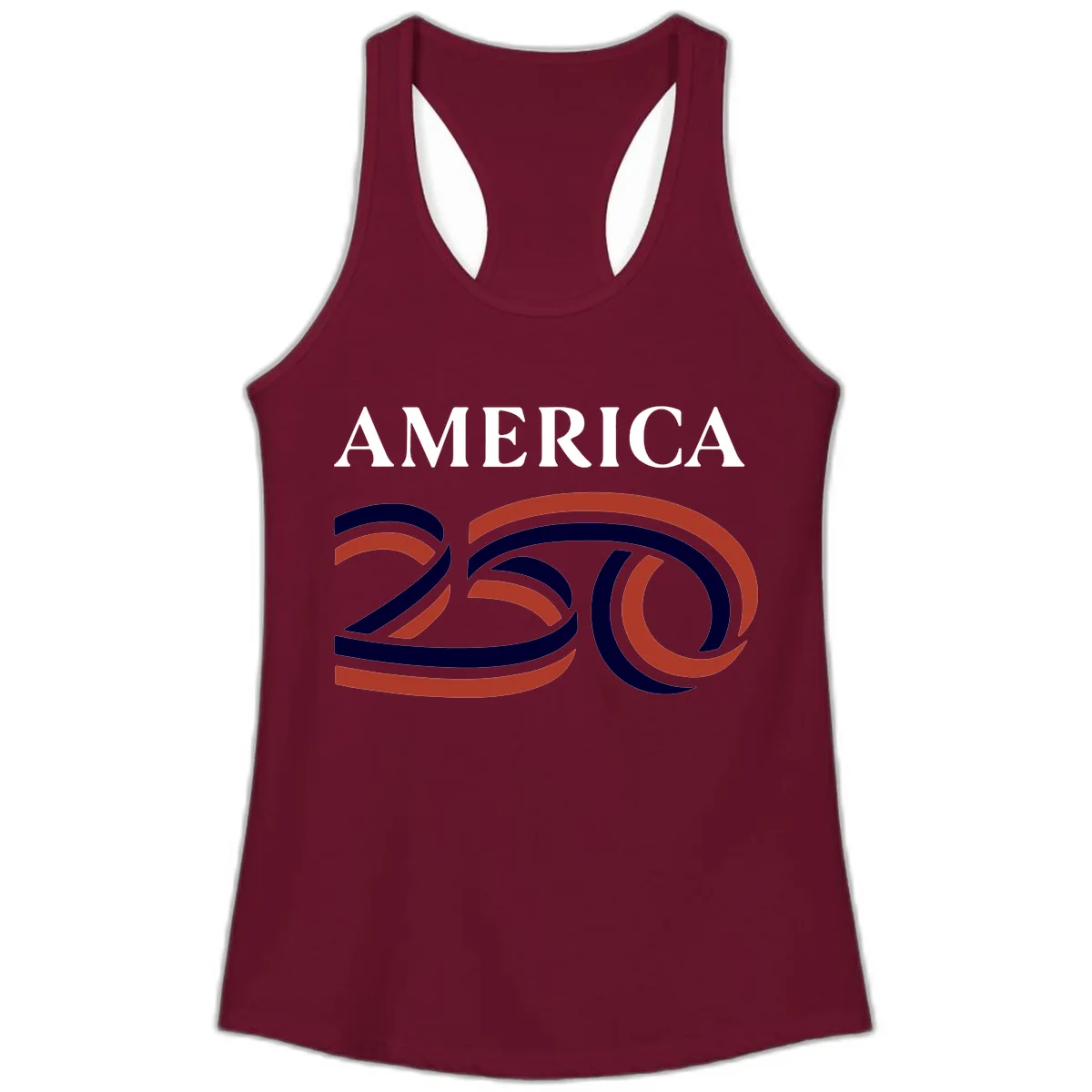 America 250th Anniversary Celebration Ladies Tank in Solid Cardinal Red
