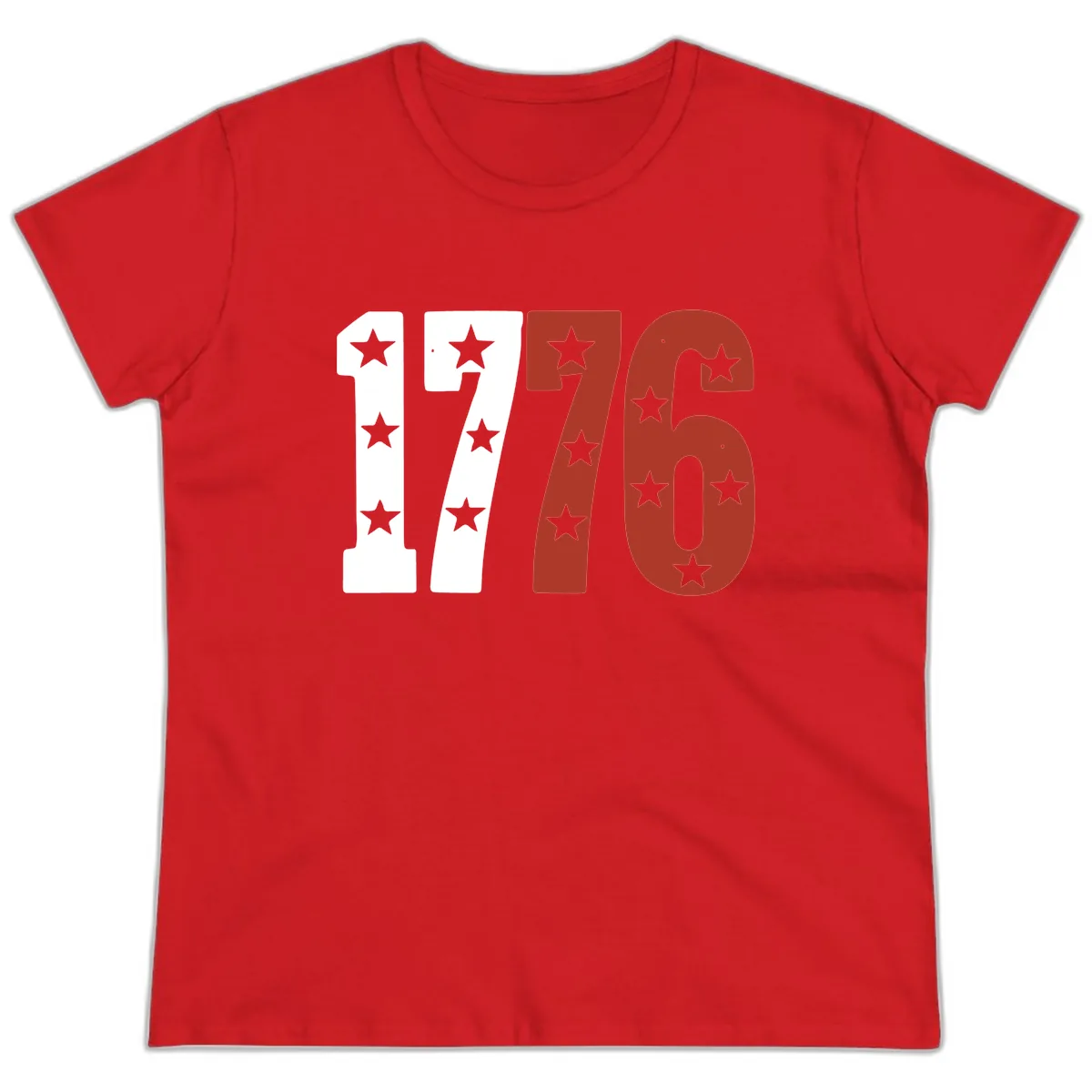 America 1776 Starburst Celebration Ladies Tee in Red