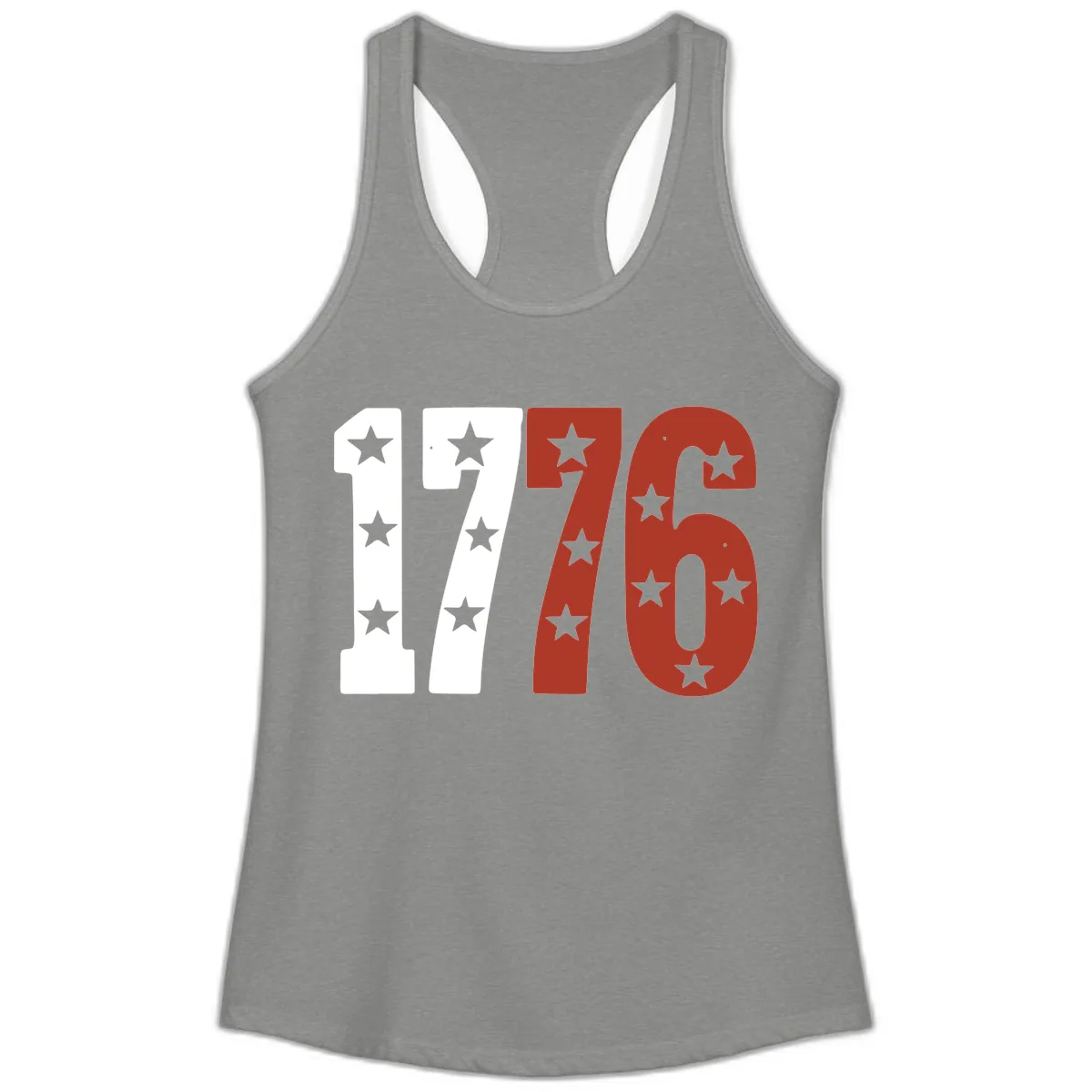 America 1776 Starburst Celebration Ladies Tank in Heather Grey