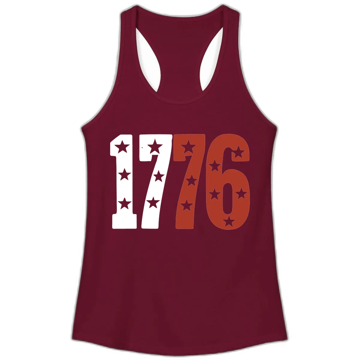 America 1776 Starburst Celebration Ladies Tank in Solid Cardinal Red