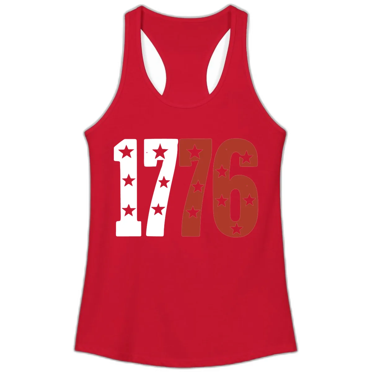 America 1776 Starburst Celebration Ladies Tank in Solid Red