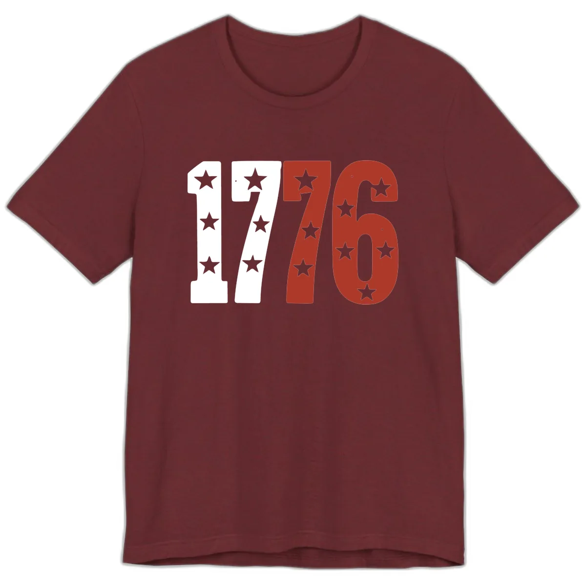 America 1776 Starburst Celebration Premium T-Shirt in Heather Cardinal
