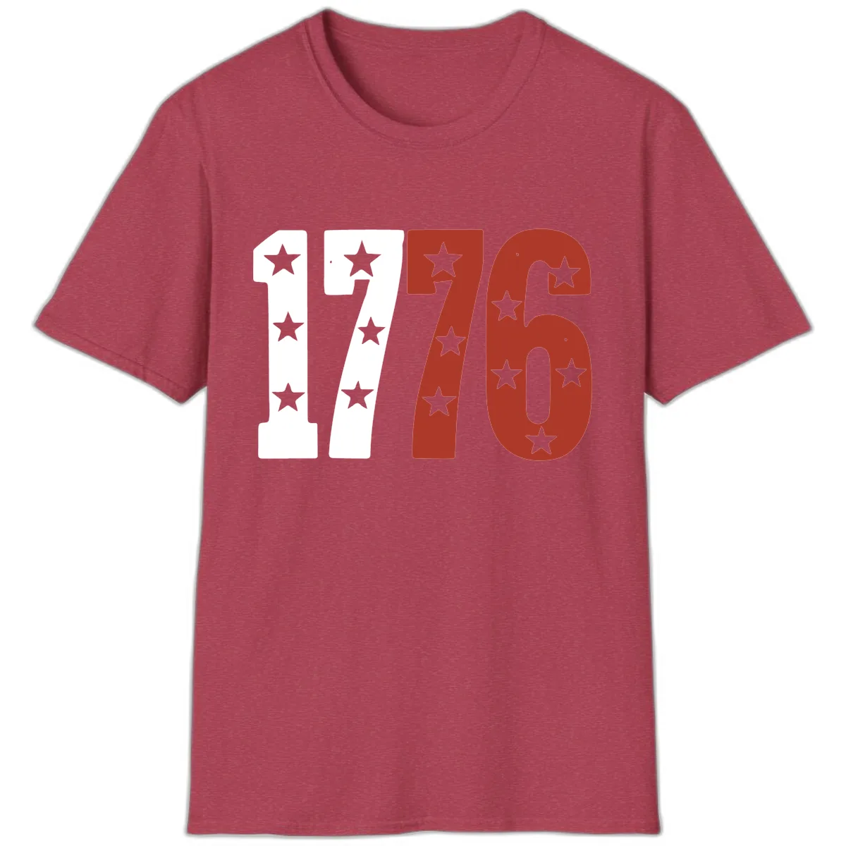 America 1776 Starburst Celebration T-Shirt in Heather Cardinal