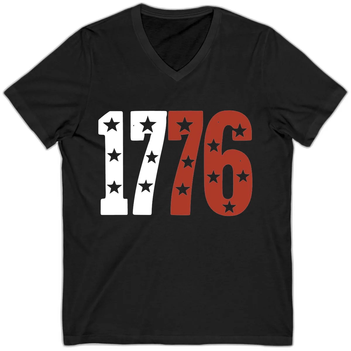 America 1776 Starburst Celebration V-Neck Tee in Black