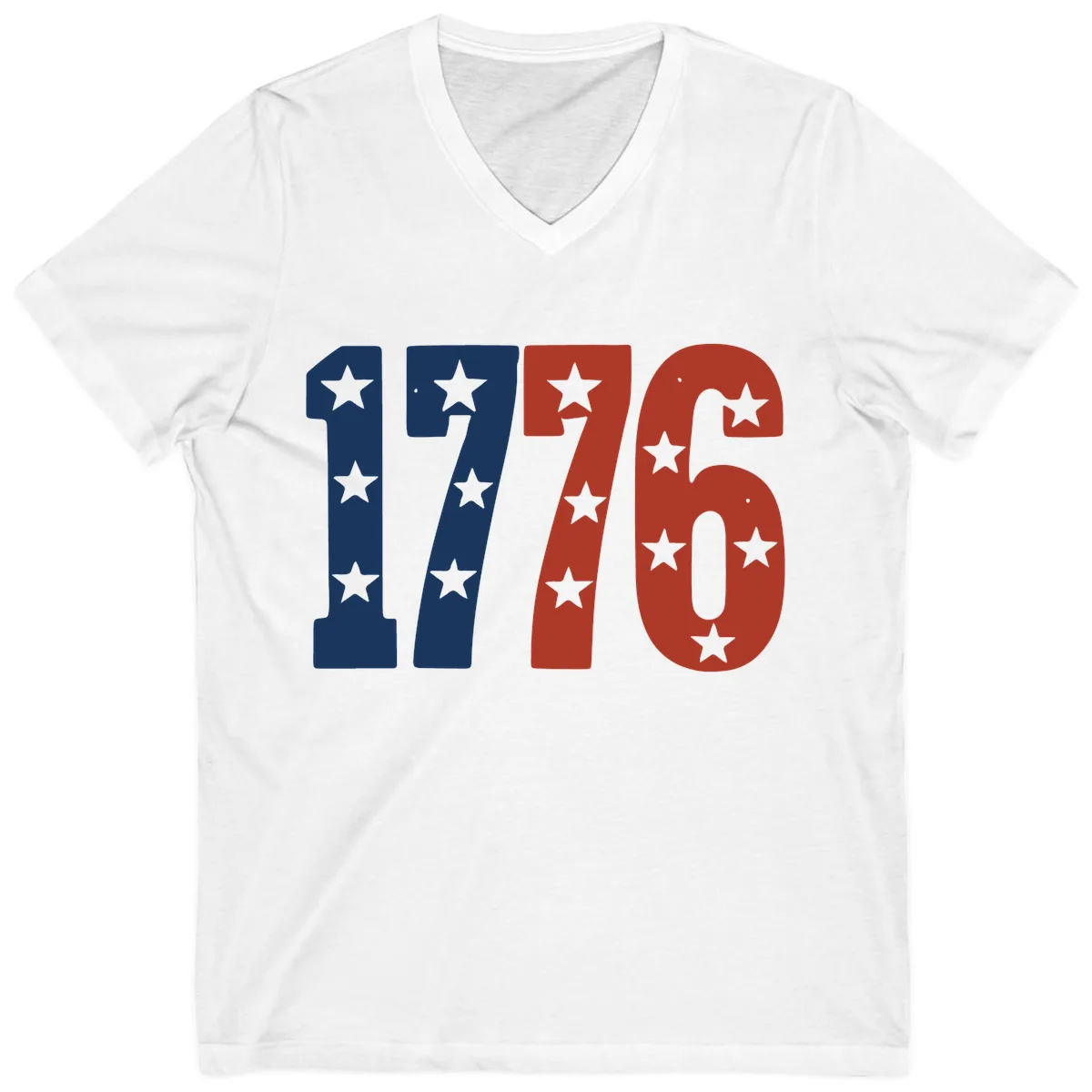 America 1776 Starburst Celebration V-Neck Tee in White
