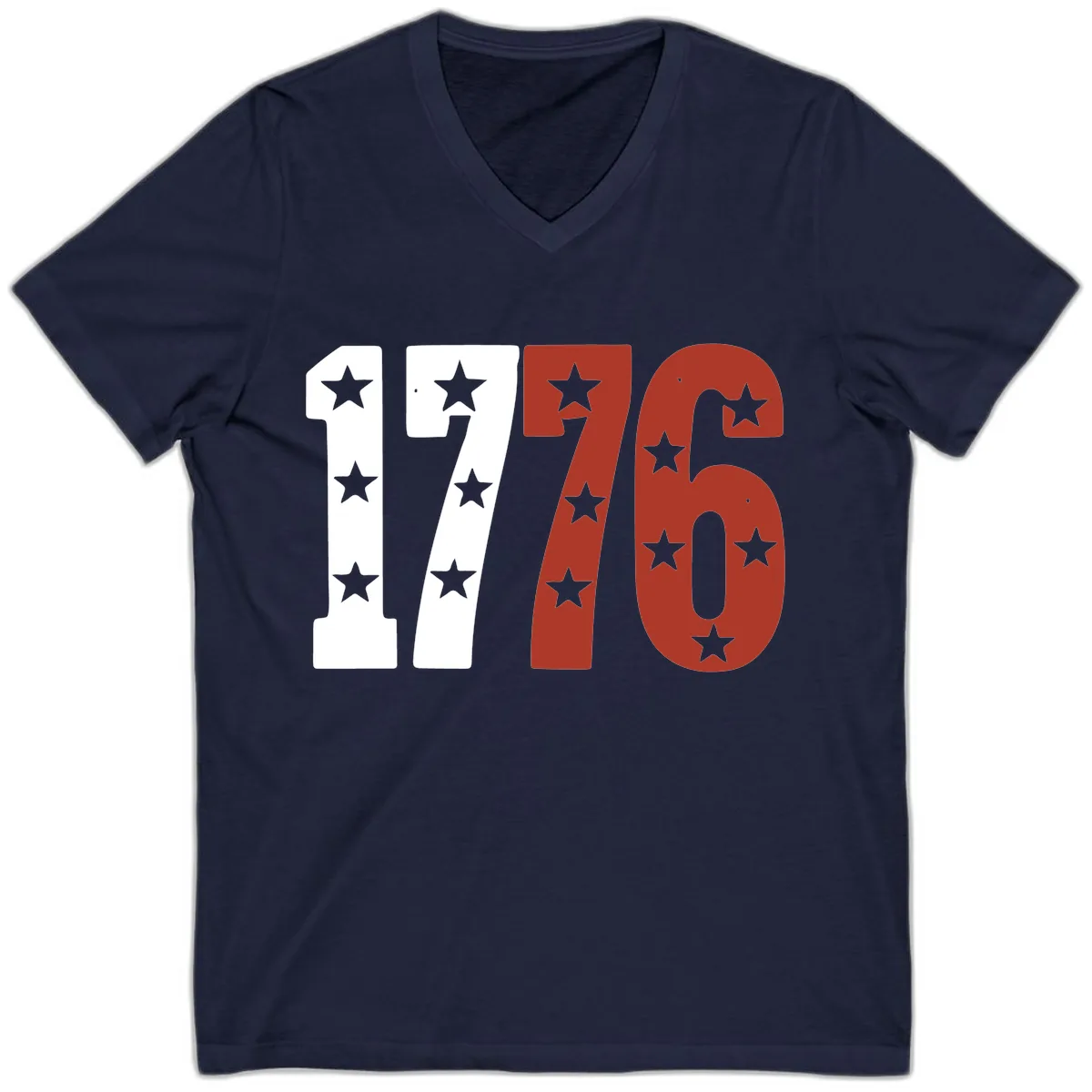 America 1776 Starburst Celebration V-Neck Tee in Navy