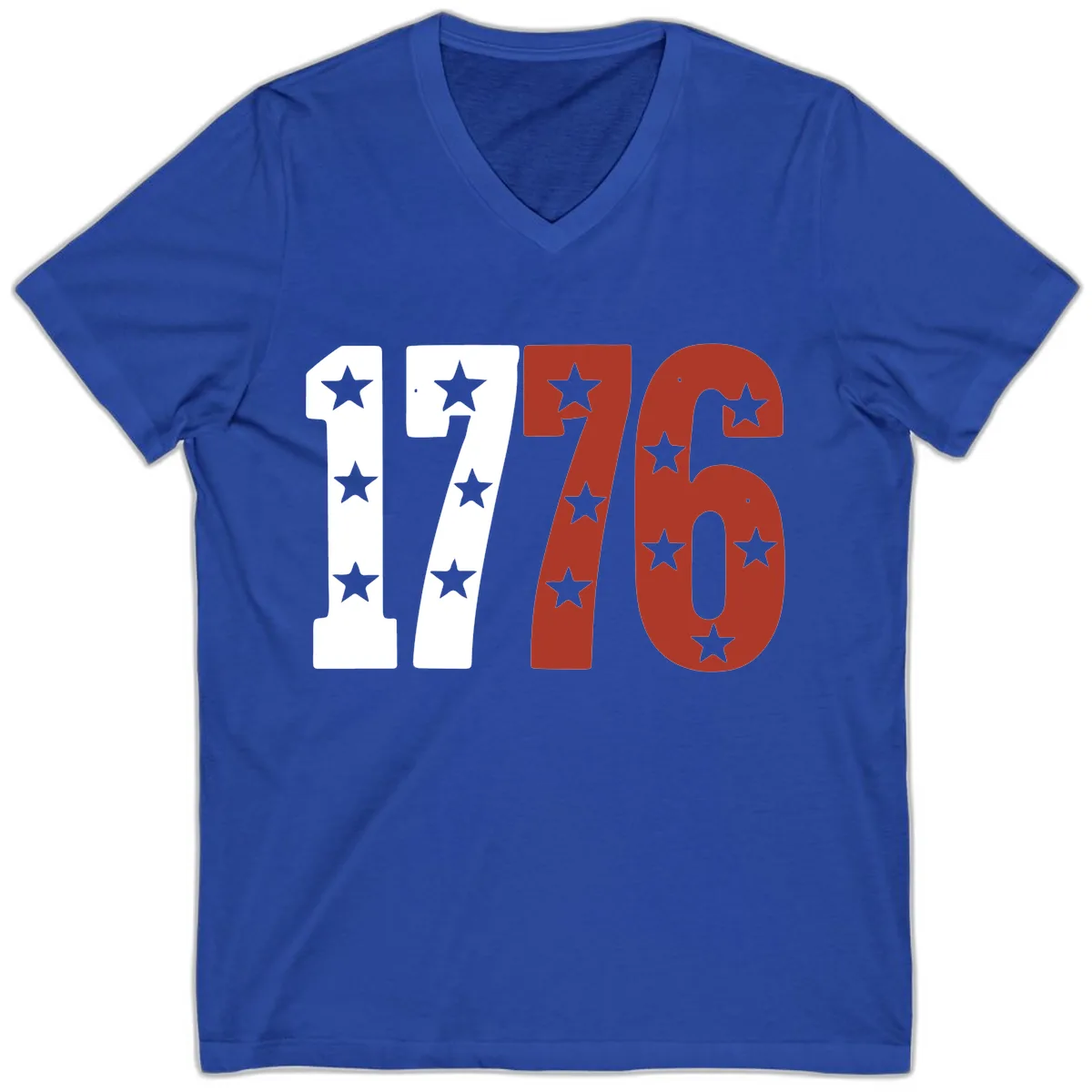 America 1776 Starburst Celebration V-Neck Tee in True Royal