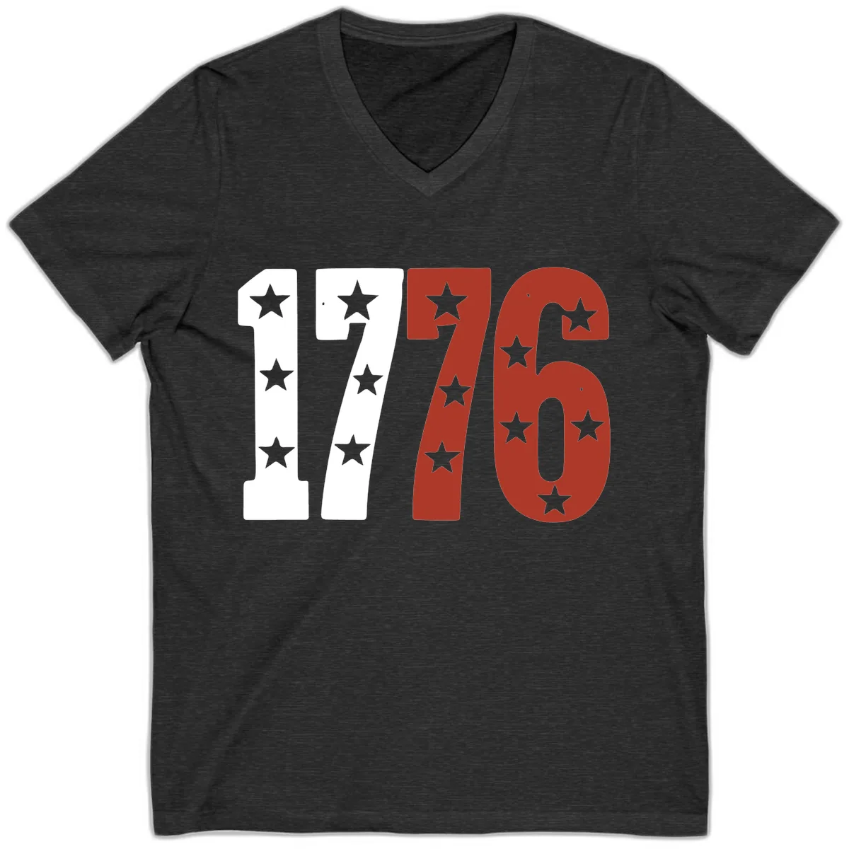 America 1776 Starburst Celebration V-Neck Tee in Dark Grey Heather