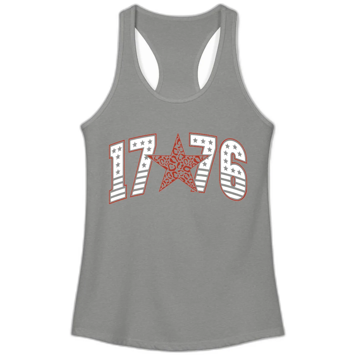 1776 American Celebration Graphic Ladies Tank in Heather Grey