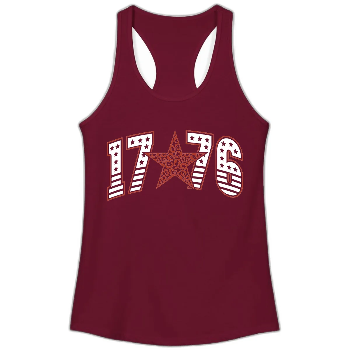 1776 American Celebration Graphic Ladies Tank in Solid Cardinal Red