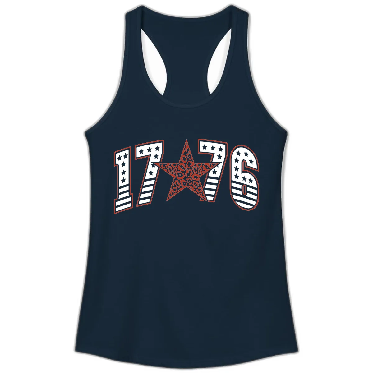 1776 American Celebration Graphic Ladies Tank in Solid Midnight Navy