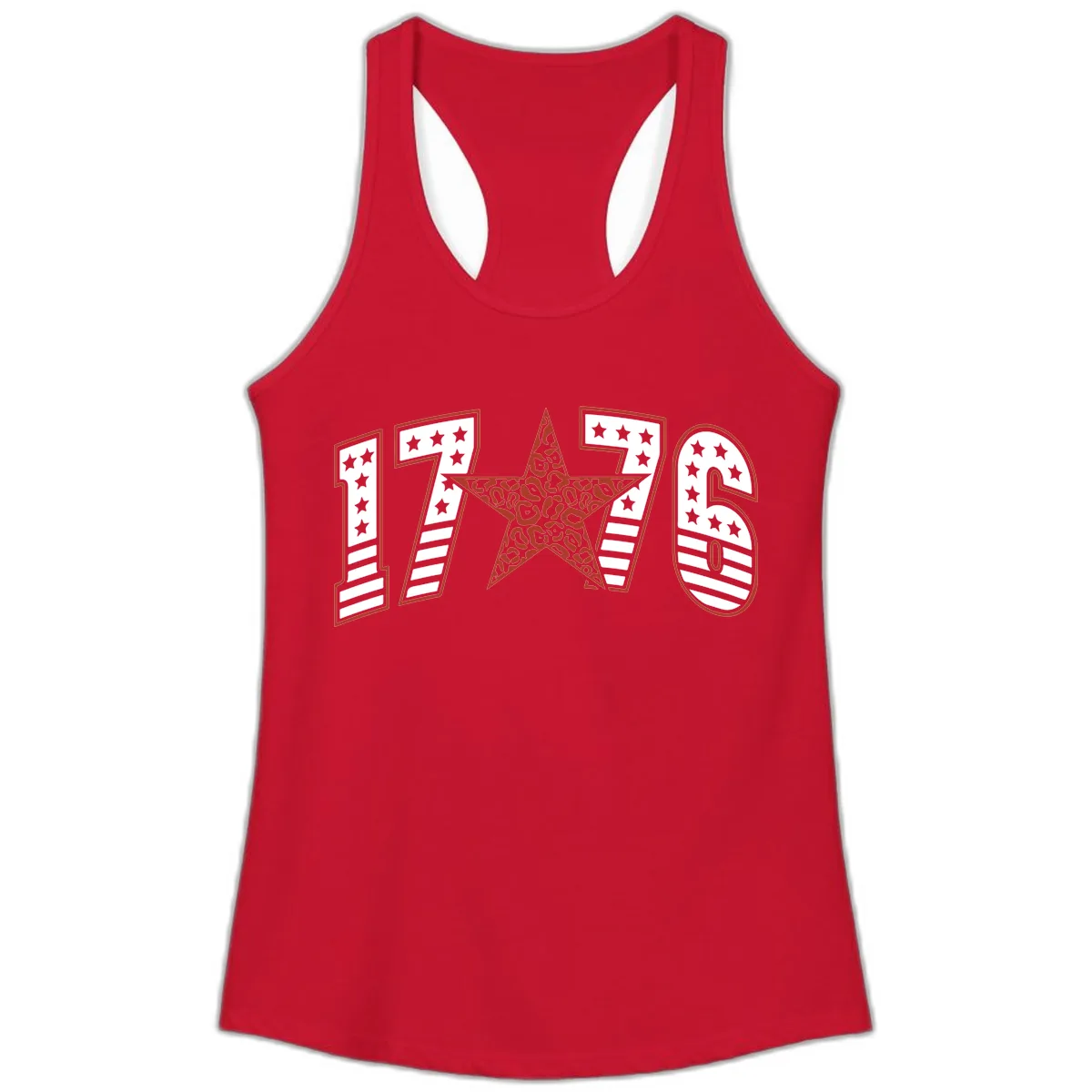 1776 American Celebration Graphic Ladies Tank in Solid Red