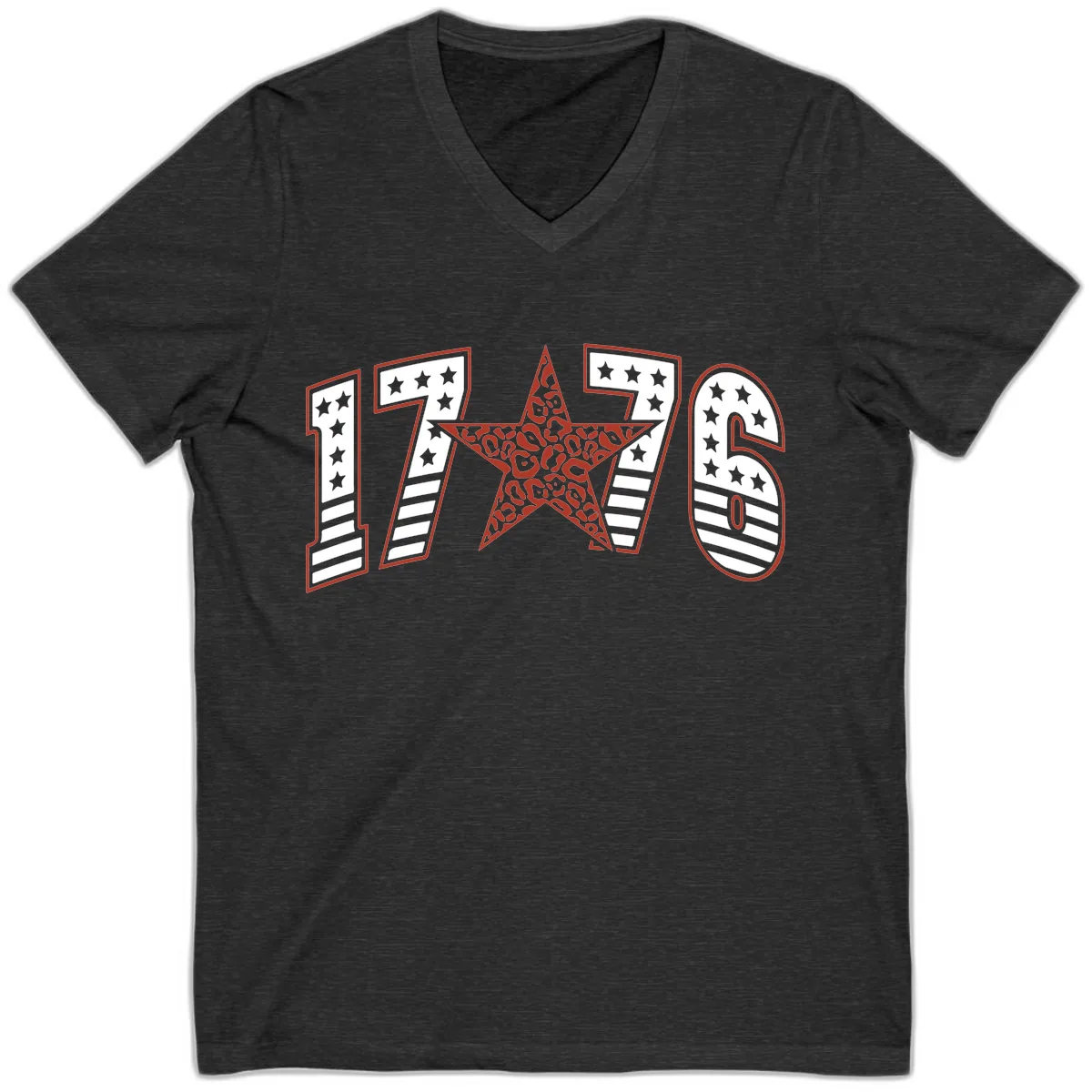 1776 American Celebration Graphic V-Neck in Dark Grey Heather