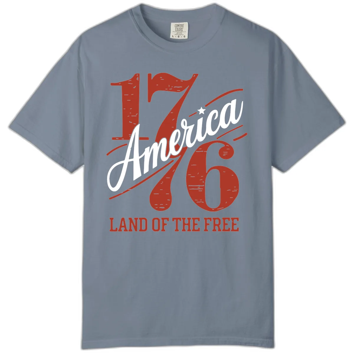 America 1776 Land Of The Free Comfort Color in Blue Jean