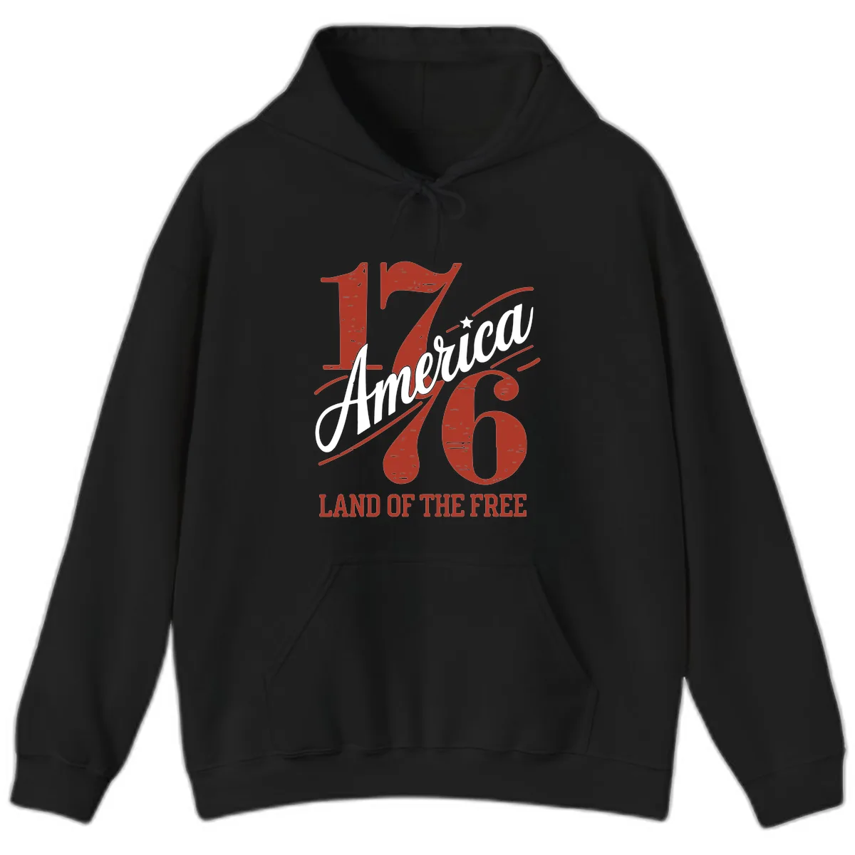 America 1776 Land Of The Free Hoodie in Black