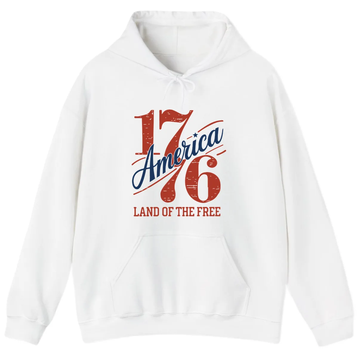 America 1776 Land Of The Free Hoodie in White
