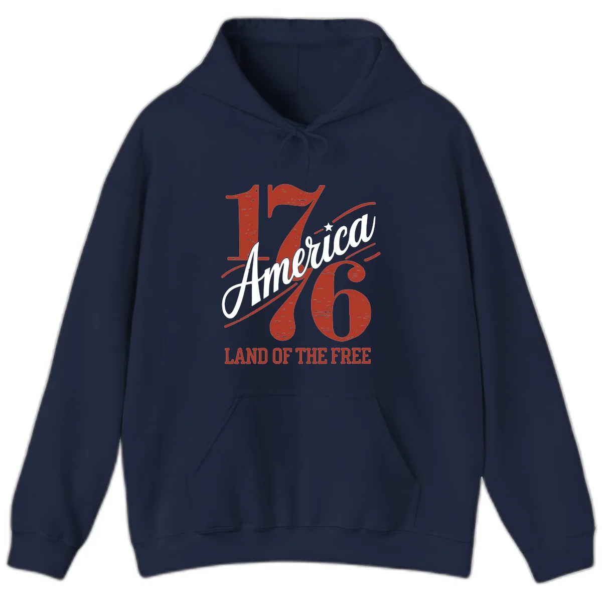 America 1776 Land Of The Free Hoodie in Navy