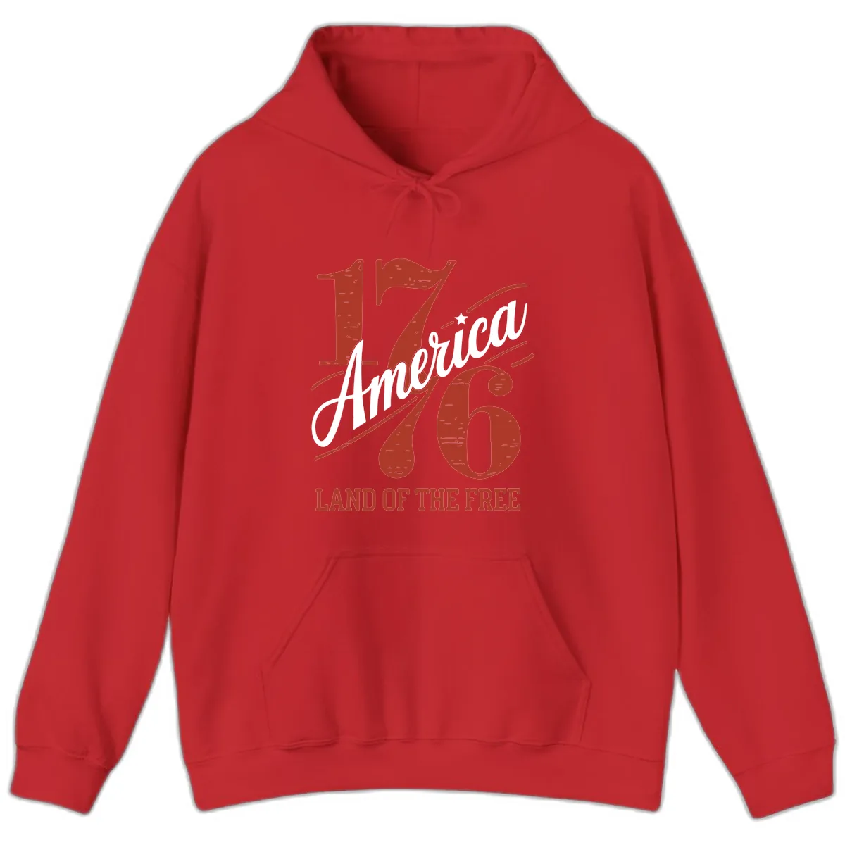 America 1776 Land Of The Free Hoodie in Red