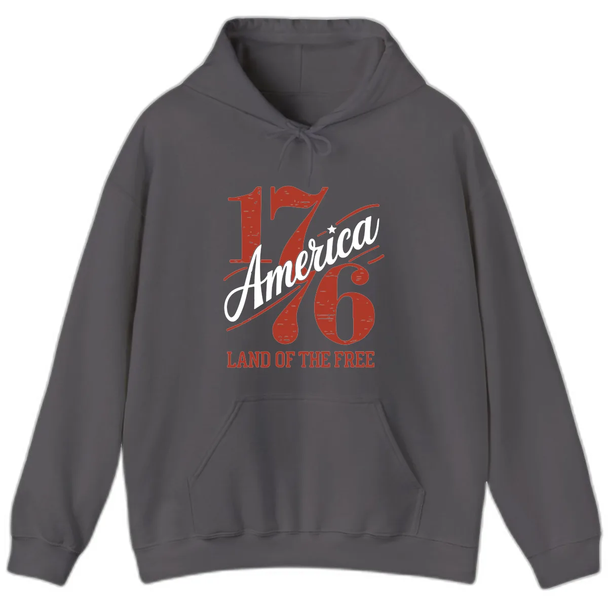 America 1776 Land Of The Free Hoodie in Charcoal
