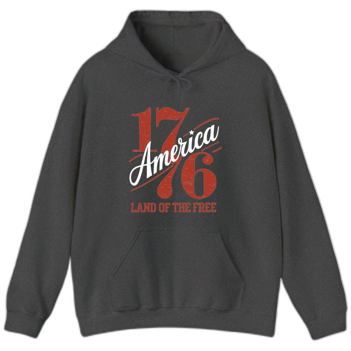 America 1776 Land Of The Free Hoodie in Dark Heather