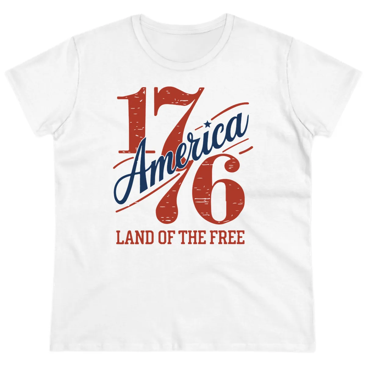 America 1776 Land Of The Free Ladies Tee in White