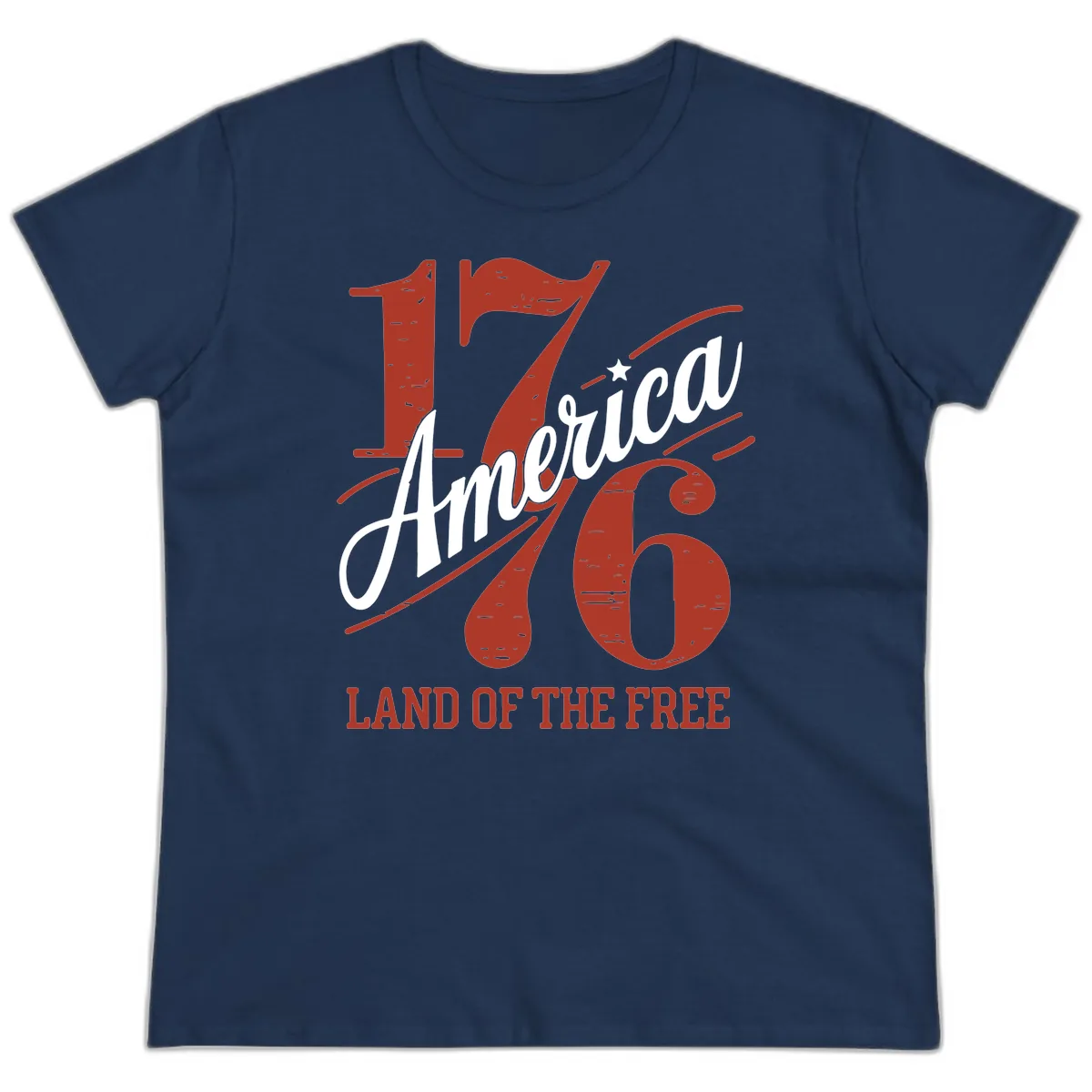 America 1776 Land Of The Free Ladies Tee in Navy