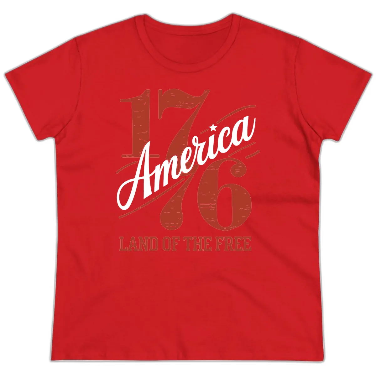 America 1776 Land Of The Free Ladies Tee in Red