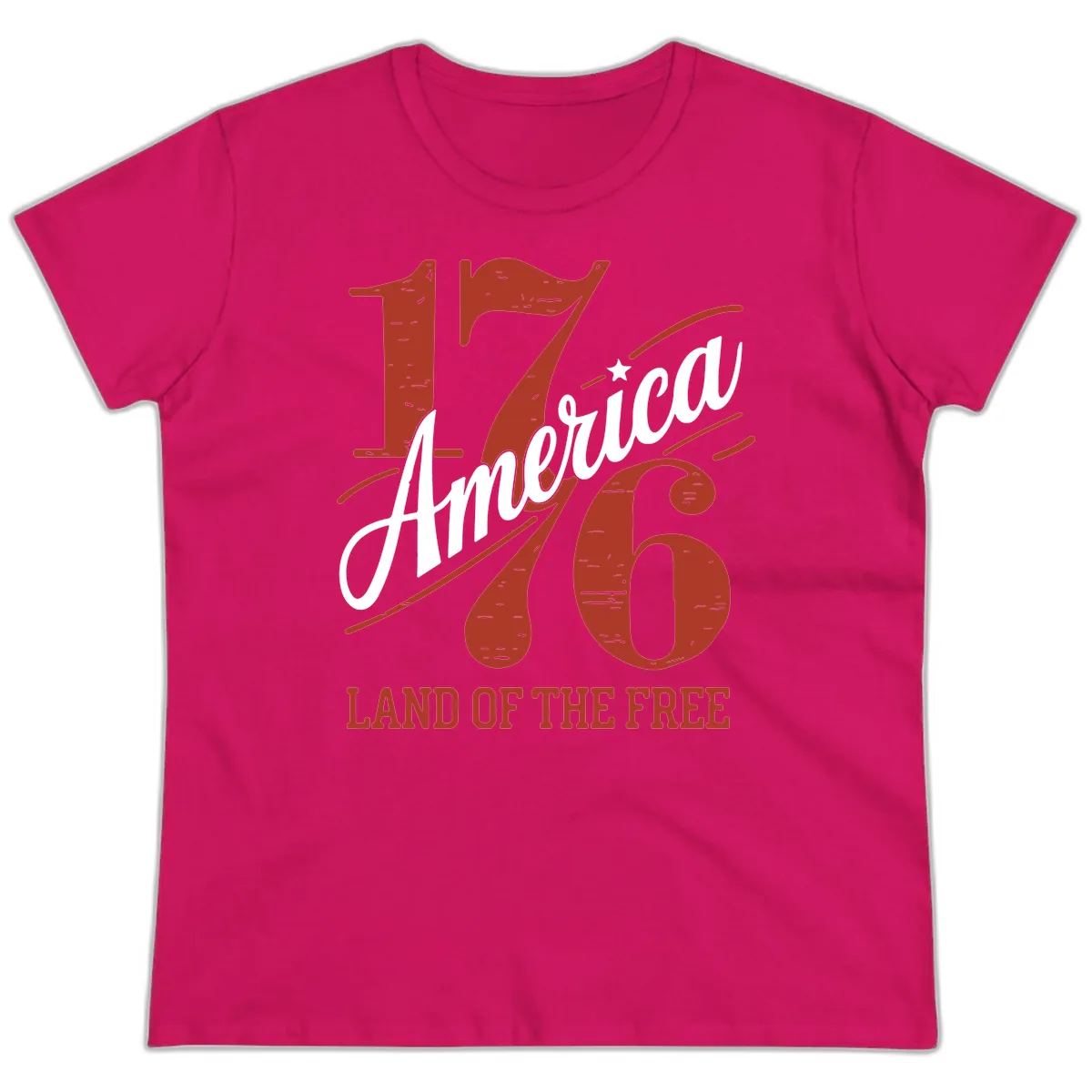 America 1776 Land Of The Free Ladies Tee in Heliconia