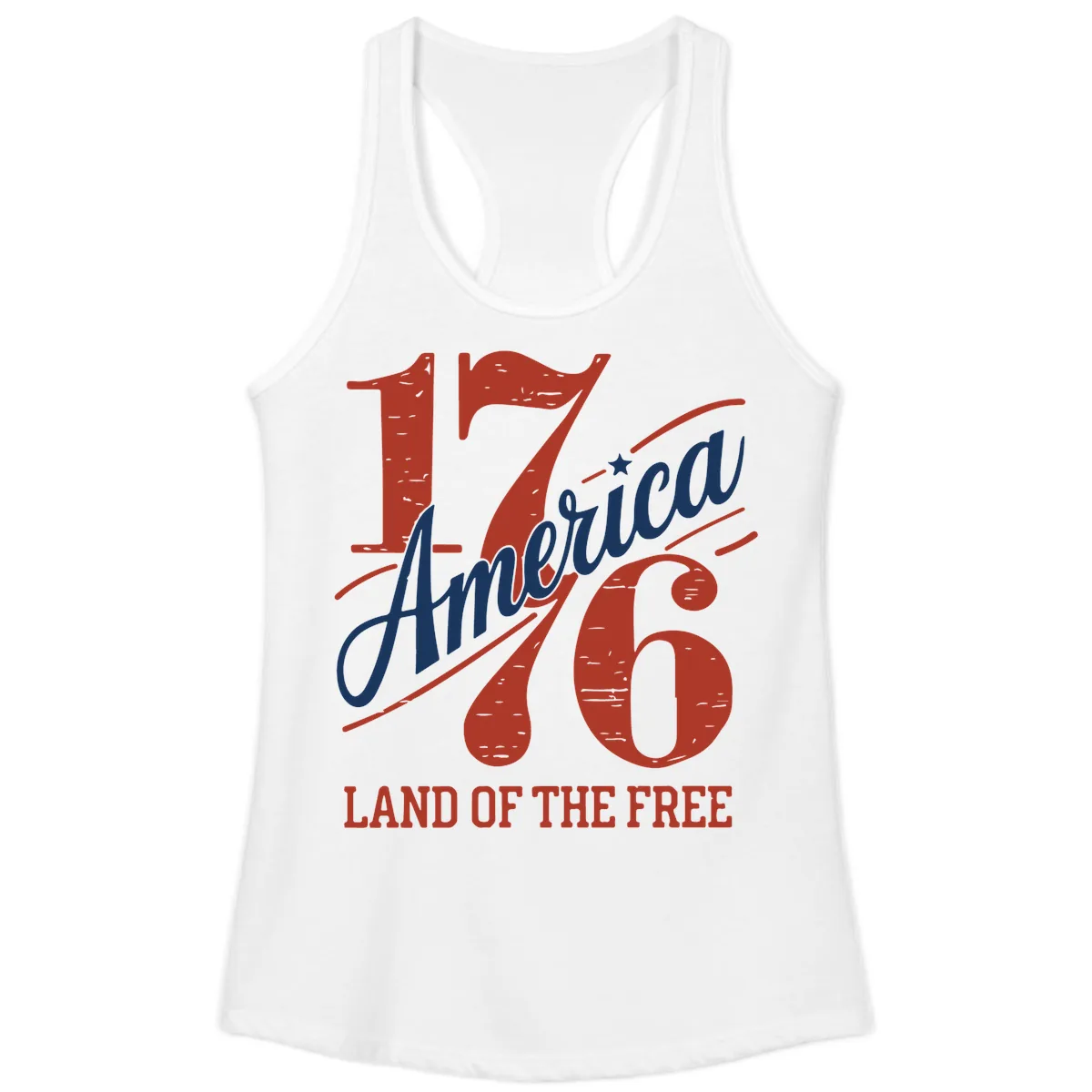 America 1776 Land Of The Free Ladies Tank in White