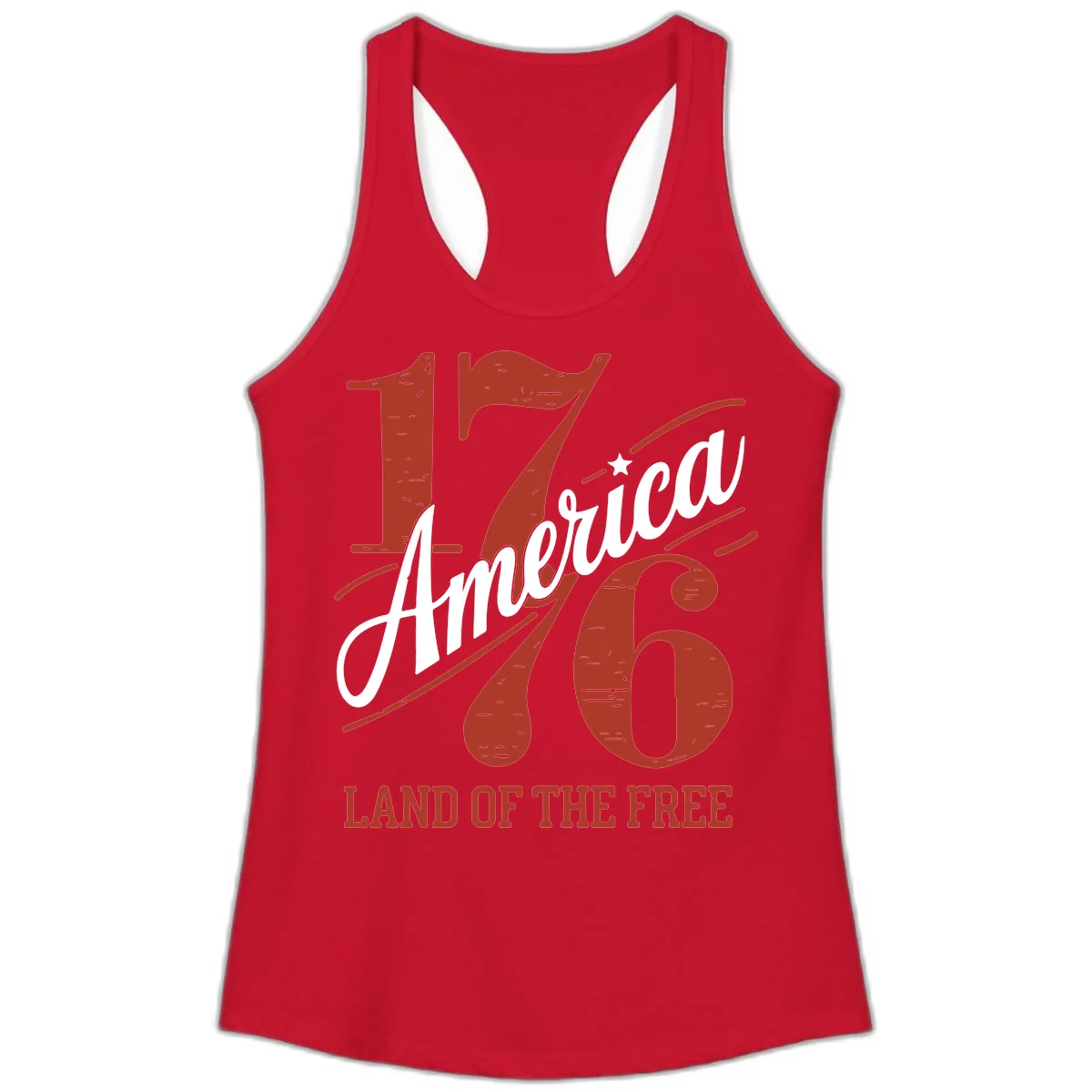America 1776 Land Of The Free Ladies Tank in Solid Red