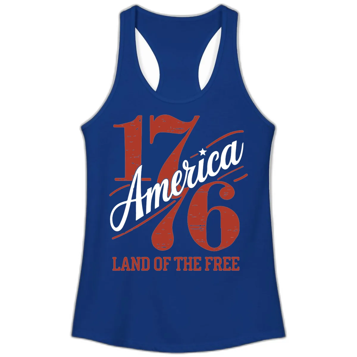 America 1776 Land Of The Free Ladies Tank in Solid Royal