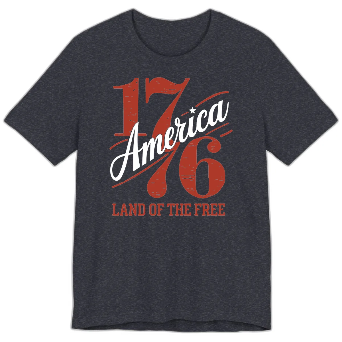 America 1776 Land Of The Free Premium T-Shirt in Heather Navy