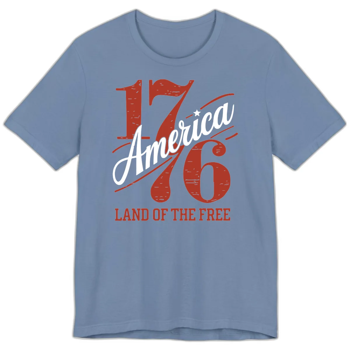 America 1776 Land Of The Free Premium T-Shirt in Steel Blue