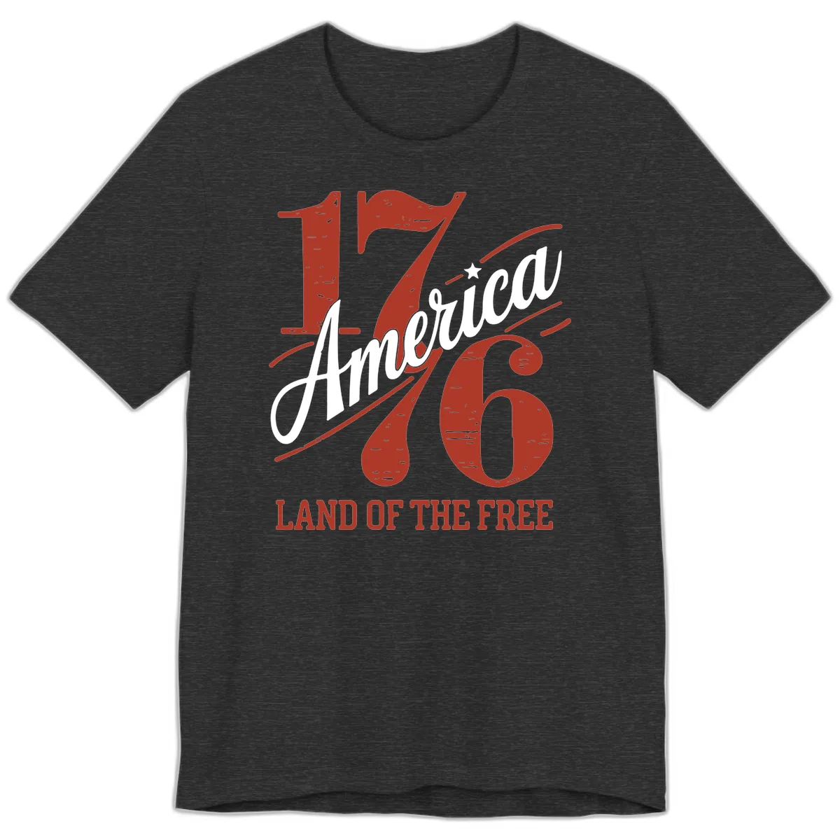 America 1776 Land Of The Free Premium T-Shirt in Dark Grey Heather