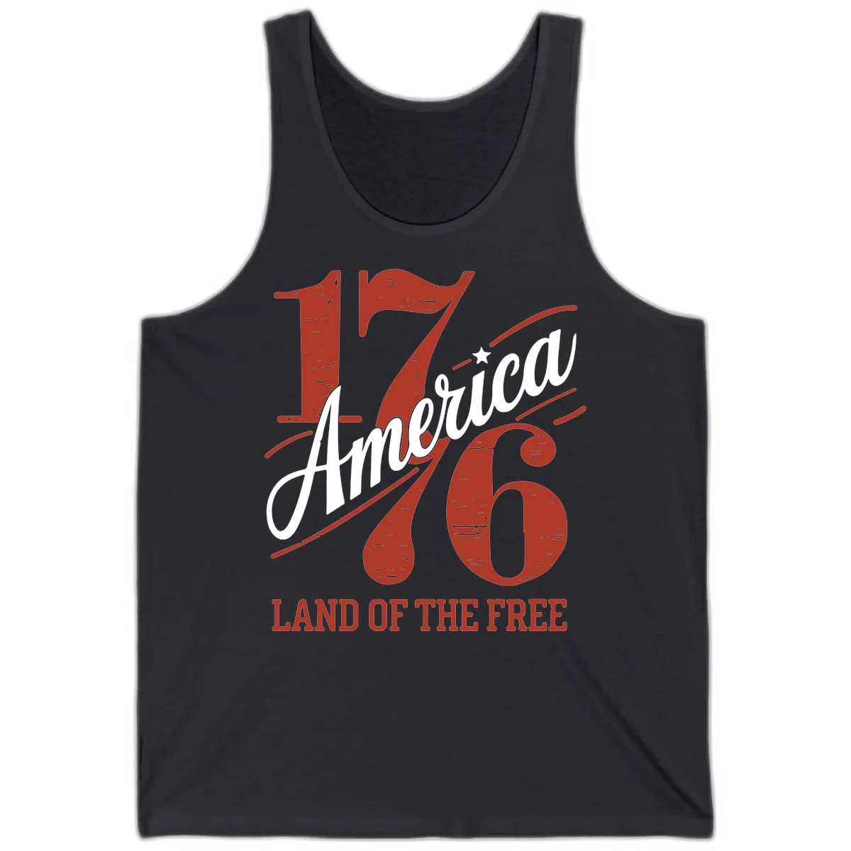 America 1776 Land Of The Free Tank in Dark Grey